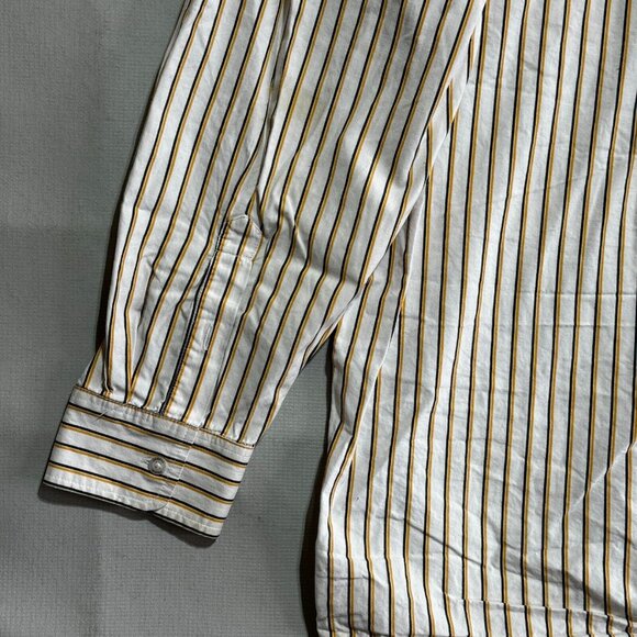 Akademiks Dress Shirt Men's XL Long Sleeve Orange White Striped 100% Cotton - Picture 16 of 16